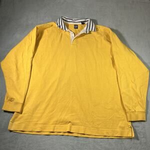 Vintage GAP Rugby Shirt Mens XL Blue Striped Cotton 90s Long Sleeve Polo Preppy
